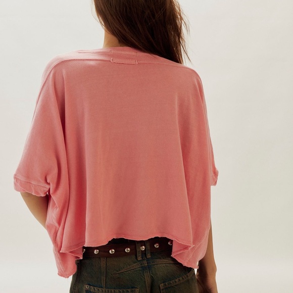 New Free People CC Tee Shirt Size Large Sweetie Pink - Picture 2 of 3